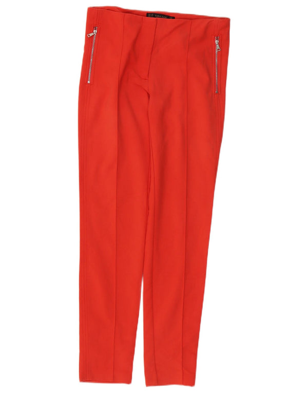 Zara Pantalon décontracté skinny pour femme XS W25 L28 Rouge Coton