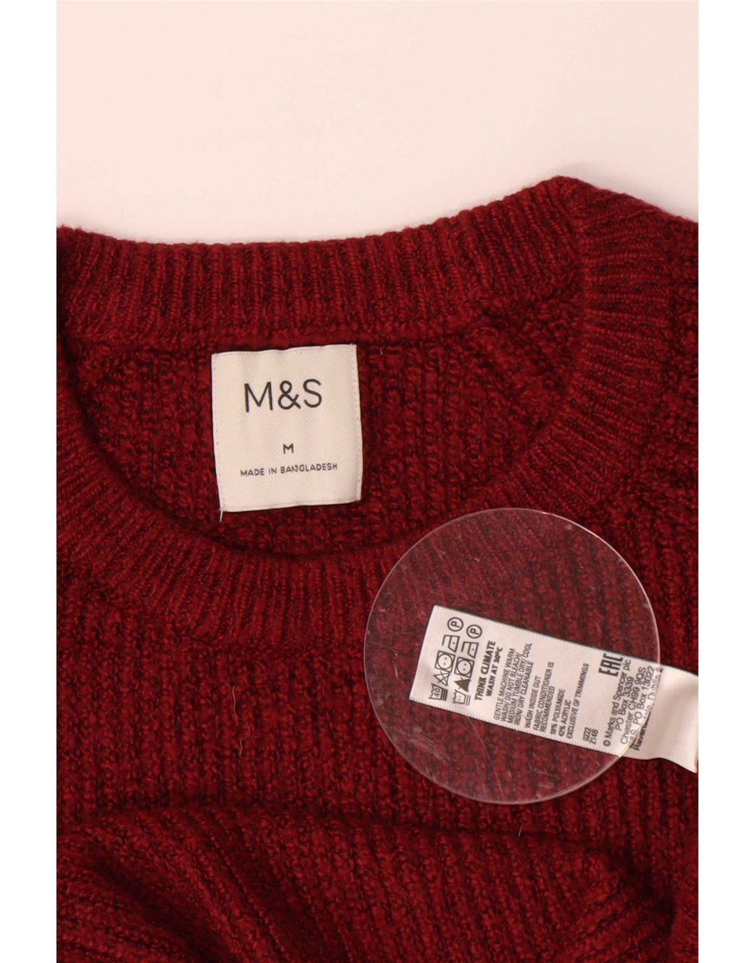 Marks & Spencer Pull Col Ras du Cou Homme Bordeaux Moyen Polyamide
