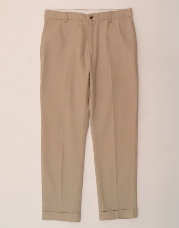 Zara Pantalon Chino Droit Homme EU 44 Large W34 L29 Beige Polyester