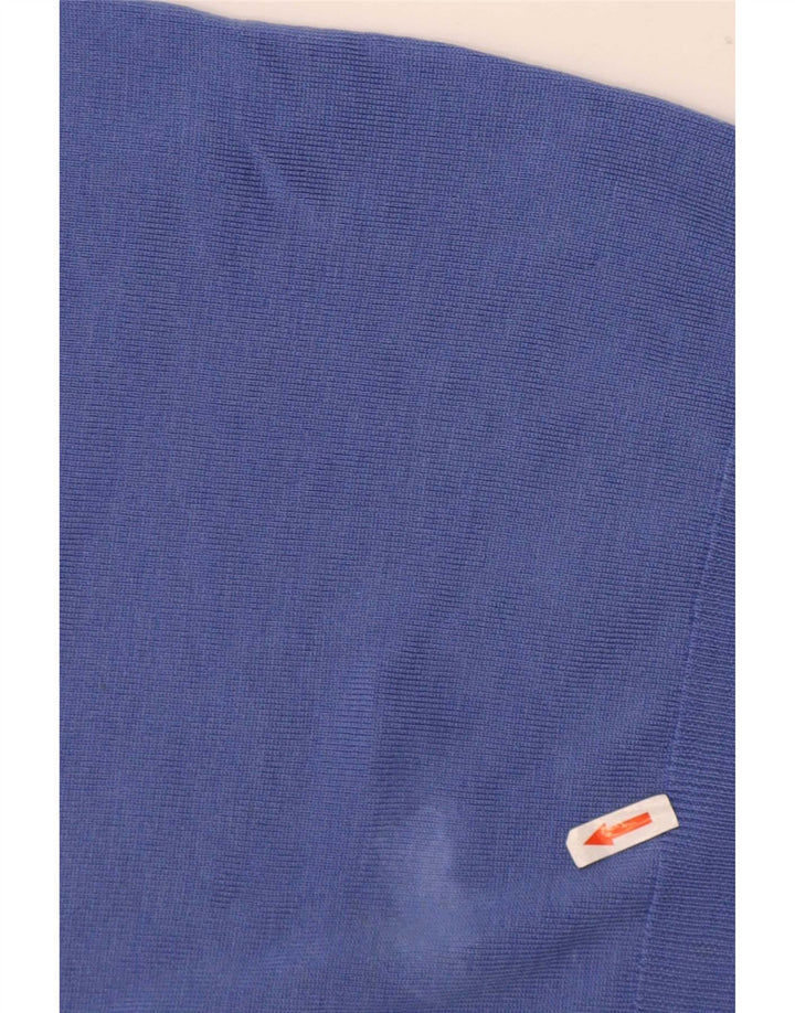 Marks & Spencer Pull col en V pour femme UK 12 Bleu moyen Laine mérinos