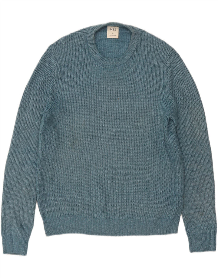 Marks & Spencer Pull Col Ras du Cou Homme Bleu Moyen Polyamide