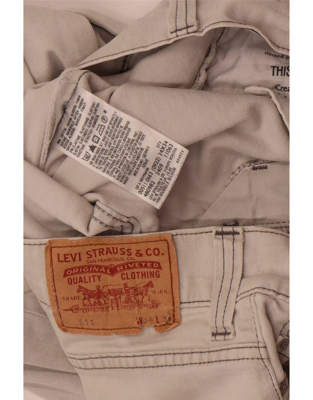 Levi's Jean Slim 511 Homme W34 L34 Gris Coton