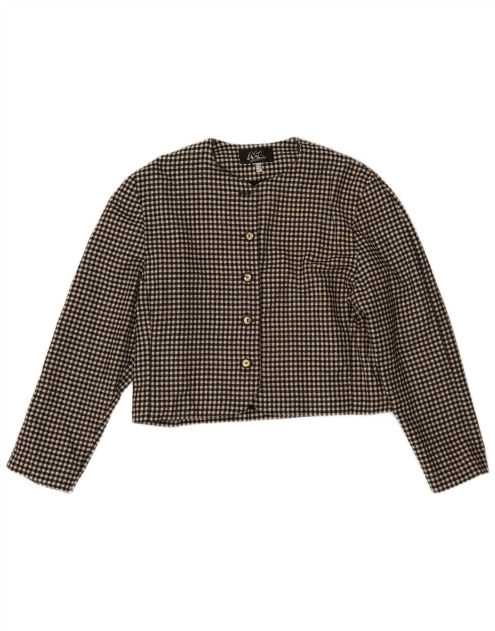 veste boléro femme vintage UK 12 laine pied-de-poule noir moyen