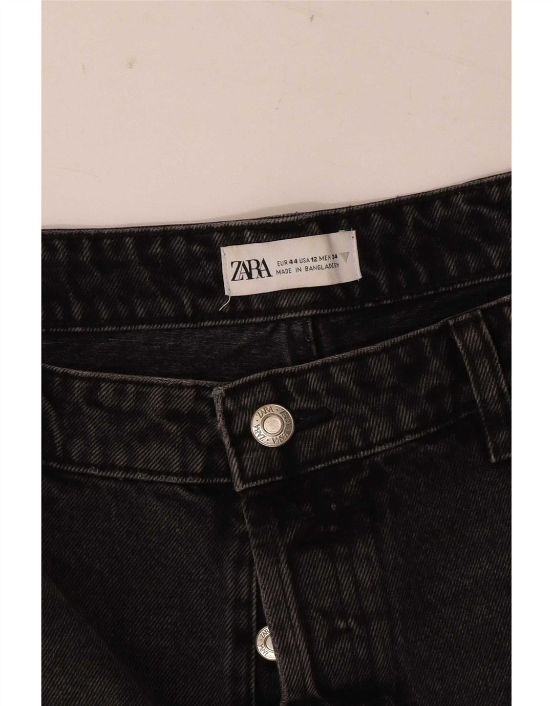 Zara Short en jean vieilli pour femme EU 44 XL W34 Noir