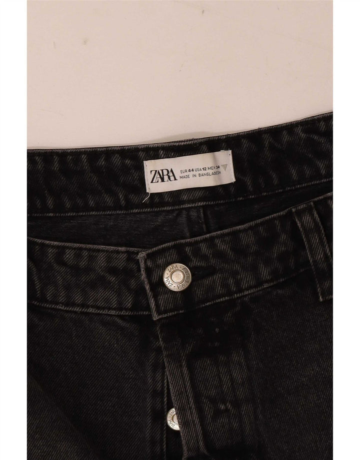Zara Short en jean vieilli pour femme EU 44 XL W34 Noir