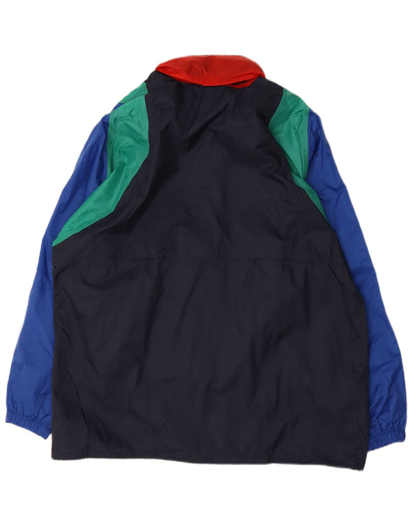 Anuy Veste de Pluie Homme UK 40 Large Bleu Marine Colorblock Nylon