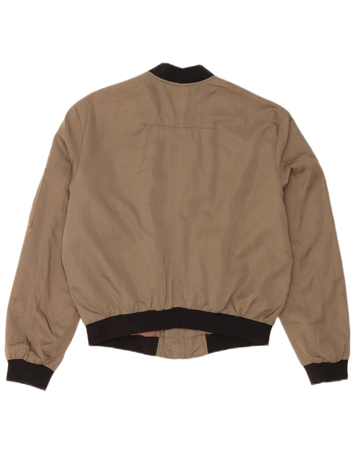 ZARA Veste bomber surdimensionnée pour femme UK 10 Petit coton vert