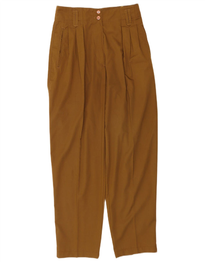 Pantalon décontracté vintage femme chevillé EU 38 Moyen W28 L30 Kaki Polyester