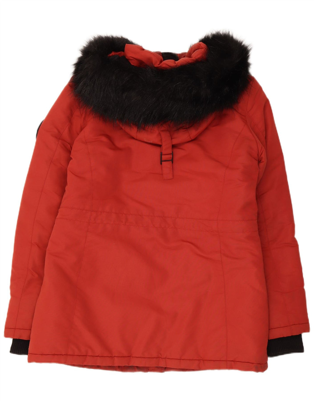 Superdry Veste Parka surdimensionnée à capuche pour femme UK 10 Small Rouge Colourblock