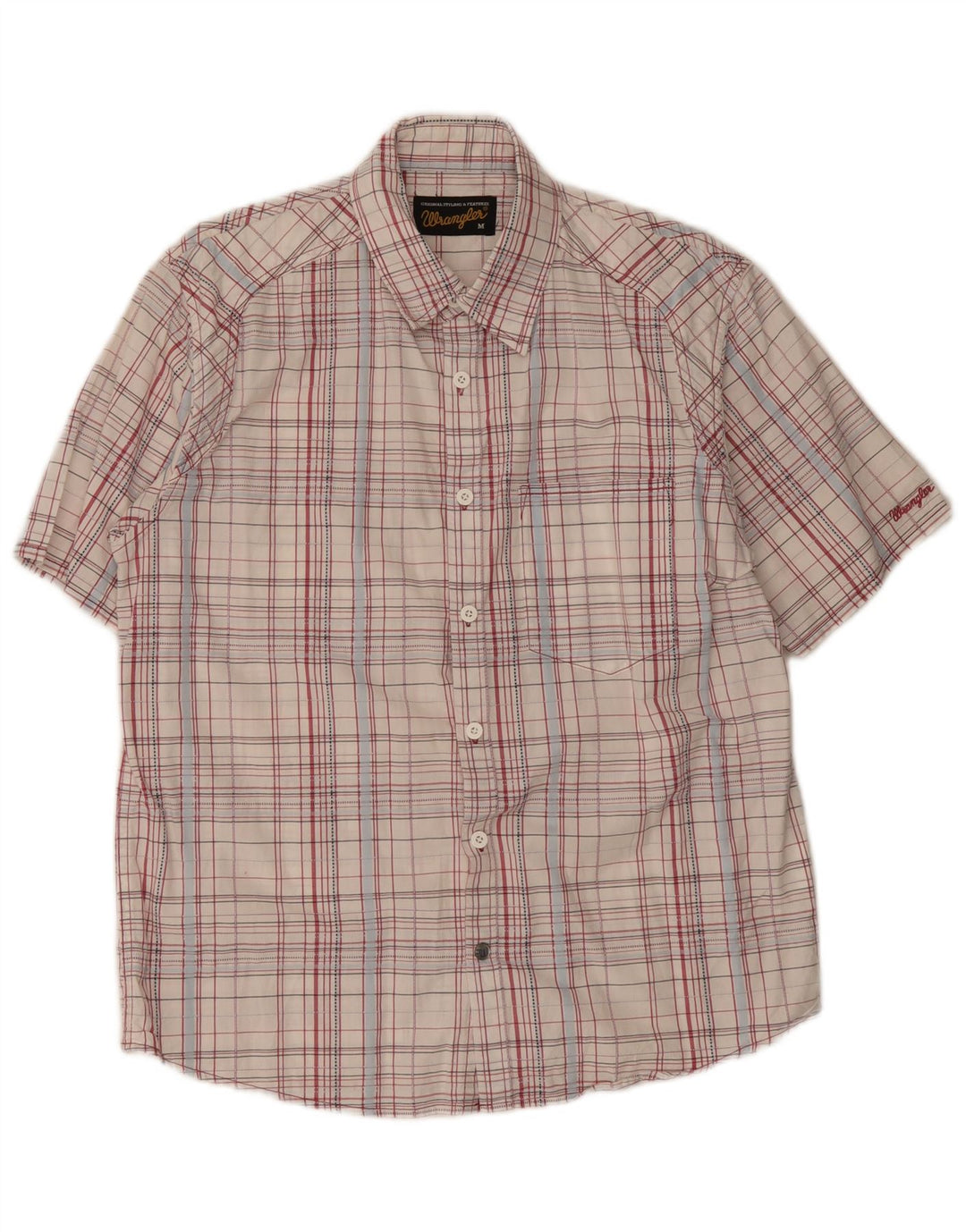 Wrangler Chemise à manches courtes pour homme Coupe classique en coton à carreaux Blanc moyen