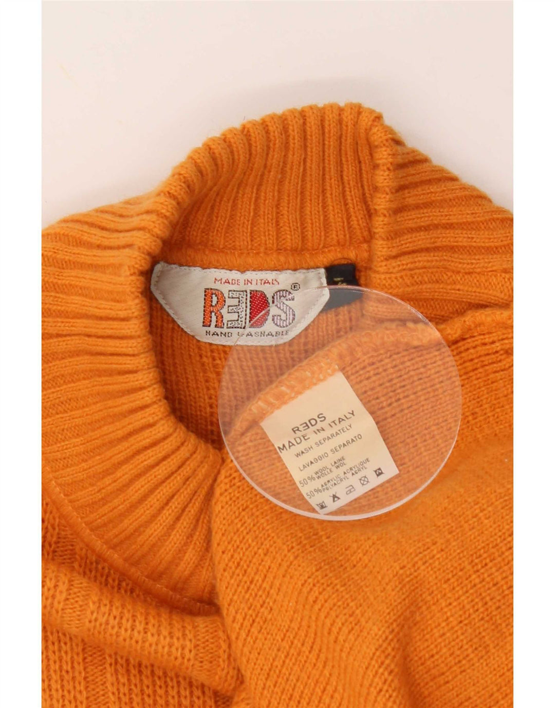 REDS Pull graphique à col roulé pour homme en laine géométrique orange moyen