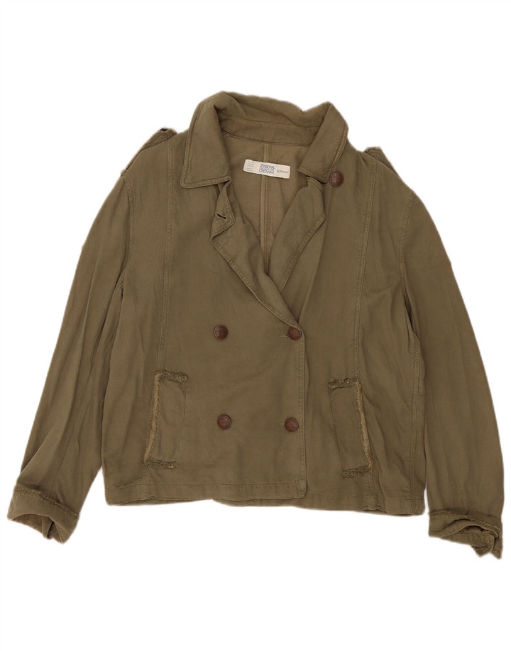 Zara Veste militaire surdimensionnée pour femme UK 14 Kaki Lyocell moyen