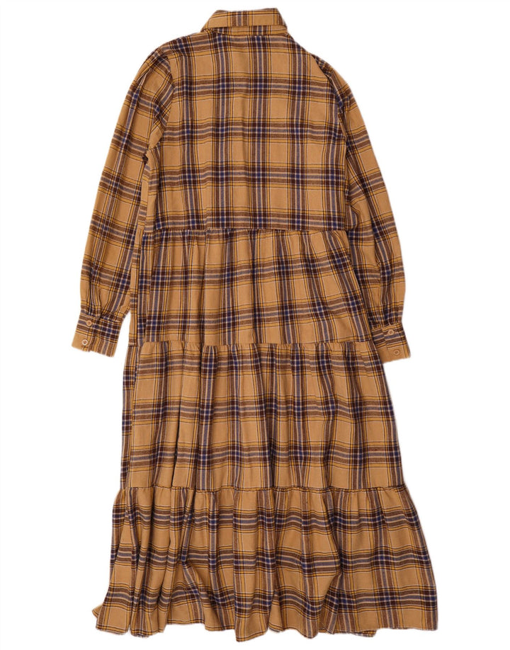 Coast Robe longue à manches longues pour femme UK 40 Petit carreaux beiges en polyester