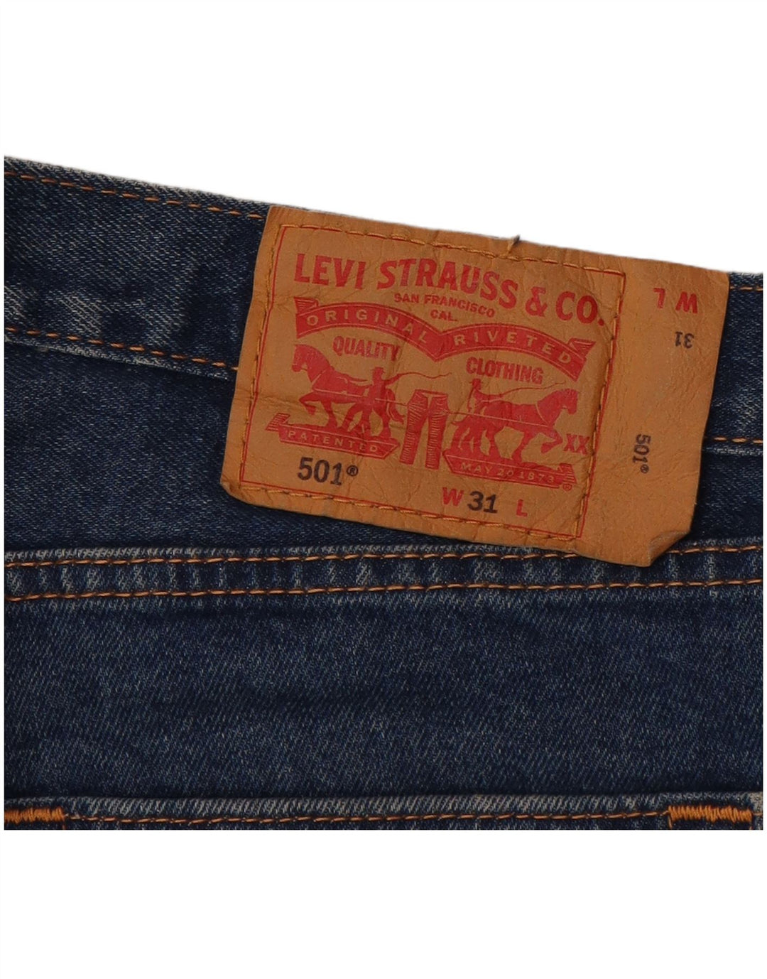 LEVI'S Short en Jean 501 W31 Homme Bleu Marine Moyen Coton