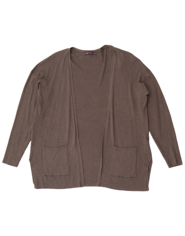 Marks & Spencer Pull cardigan coupe décontractée pour femme UK 14 Large Gris