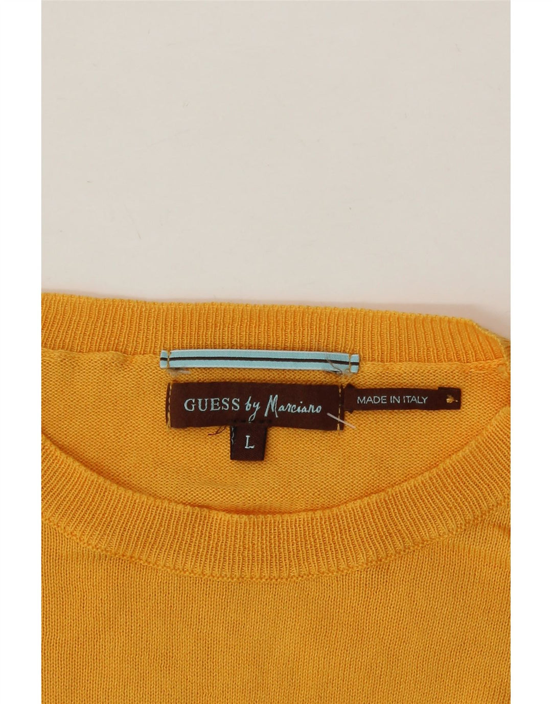 GUESS Mens Crew Neck Jumper Sweater Large Yellow Argyle/Diamond Cotton Vintage Guess and Second-Hand Guess from Messina Hembry 