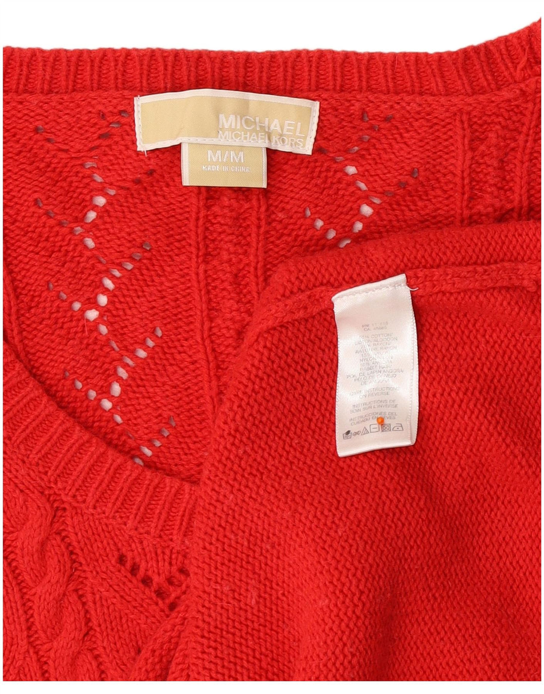 MICHAEL KORS Pull à manches 3/4 et col bateau pour femme - Rouge moyen - UK 12