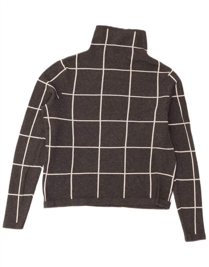 Warehouse Pull court à col roulé pour femme UK 8 Petit carreaux gris