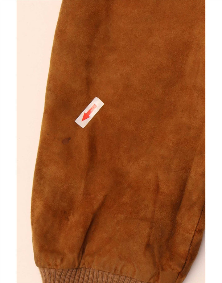 vintage Mens Suede Bomber Jacket IT 50 Grand Cuir Beige