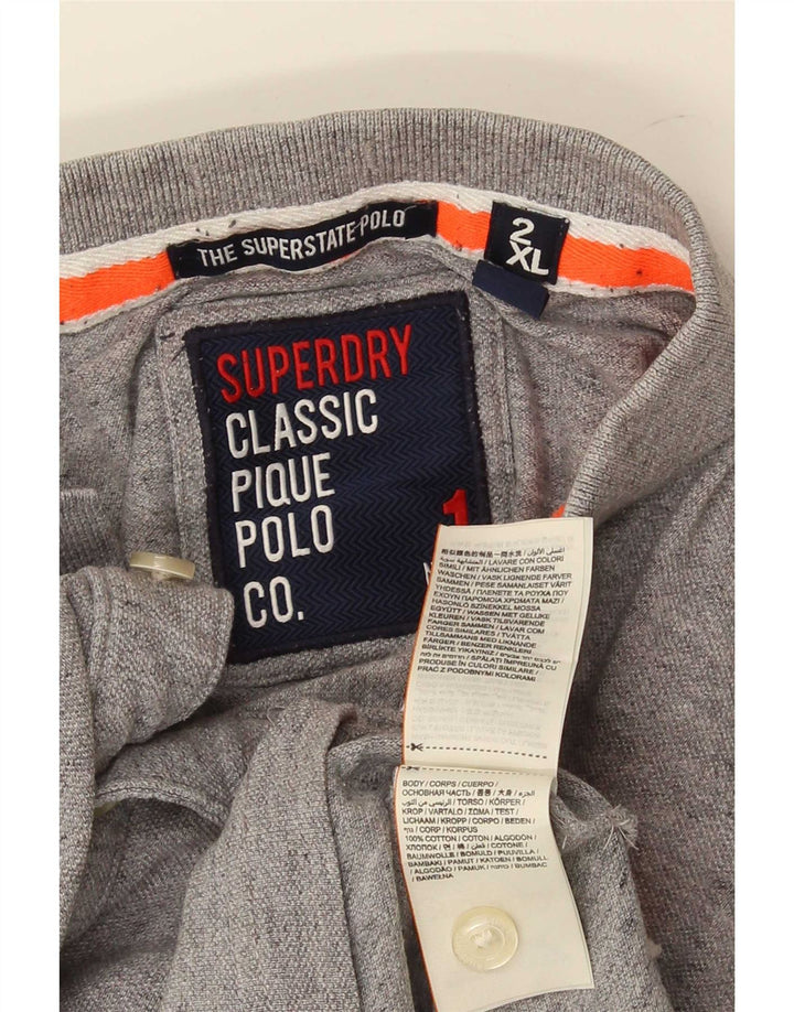 Superdry Polo Graphique Homme 2XL Gris Coton