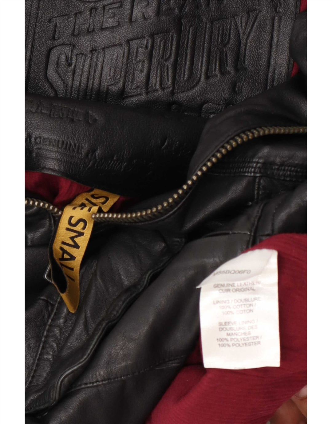 Superdry Veste en cuir militaire pour femme UK 10 Small Noir