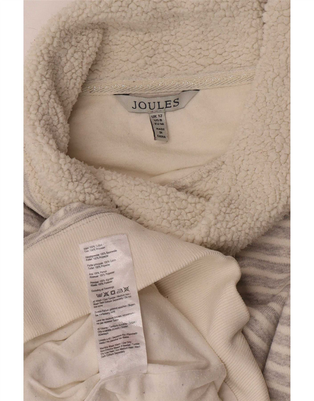 Joules Pull col roulé pour femme UK 12 Gris moyen à fines rayures