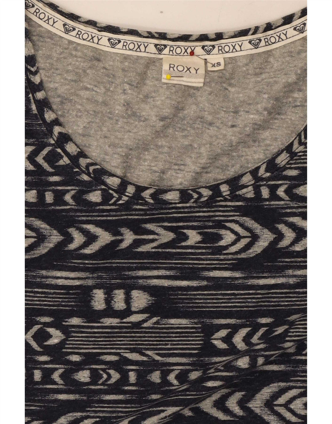 Roxy Femme Top Manches Longues UK 6 XS Bleu Marine Géométrique Polyester