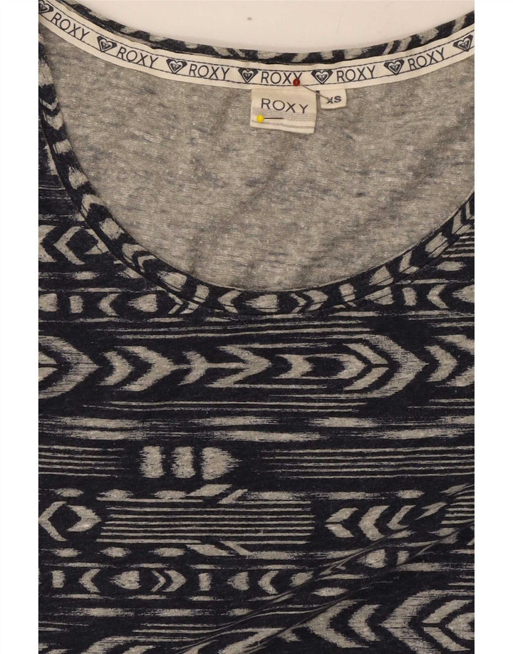 Roxy Femme Top Manches Longues UK 6 XS Bleu Marine Géométrique Polyester