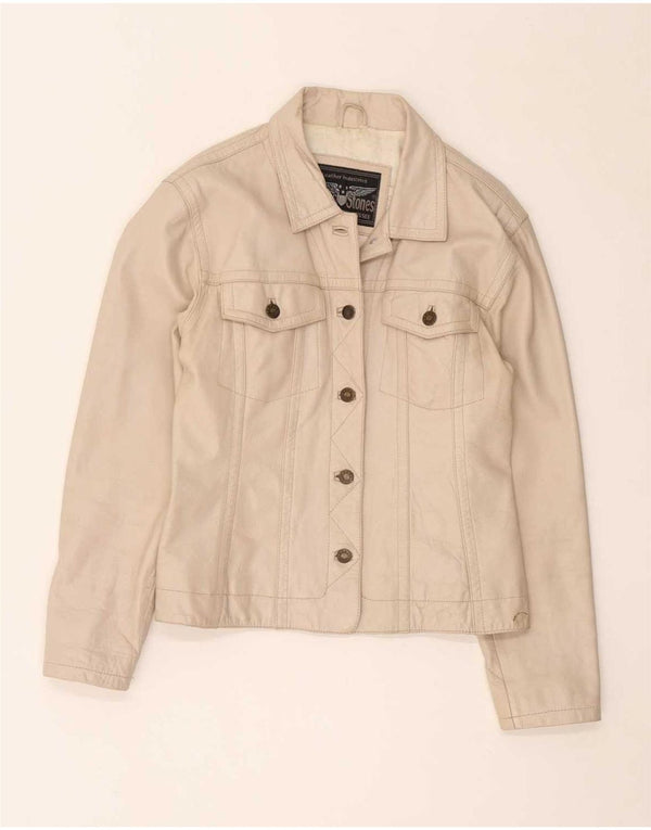 veste en cuir femme vintage UK 14 Beige moyen