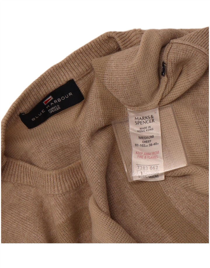 Marks & Spencer Pull col rond homme en coton beige moyen