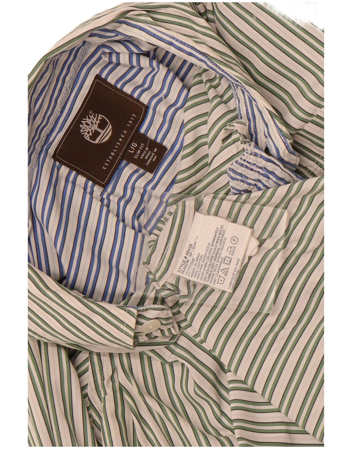 Timberland Chemise Slim Fit Homme Grand Coton Rayé Vert