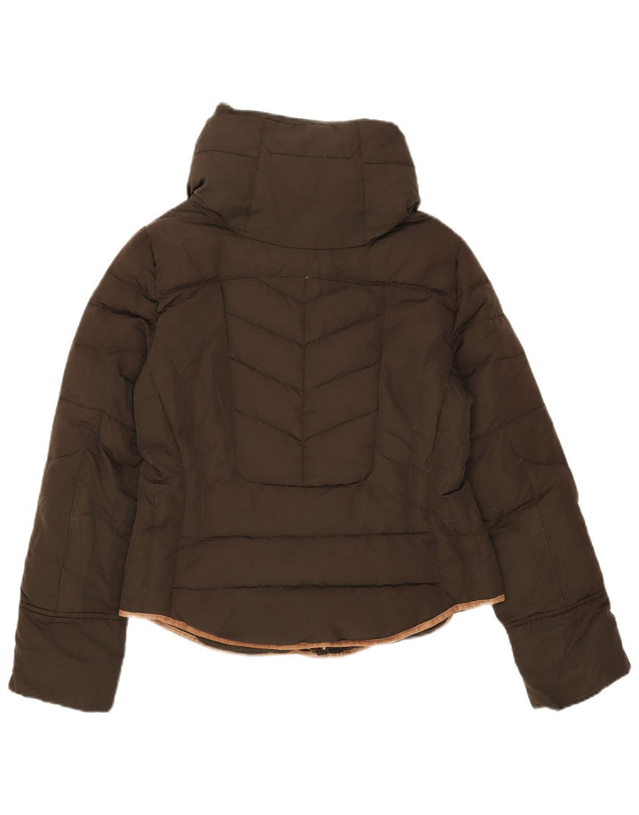 Zara Veste matelassée à capuche pour femme UK 14 Kaki moyen