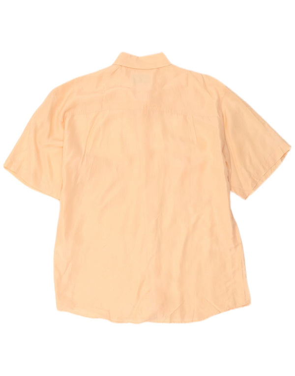vintage Chemise à manches courtes pour hommes Soie orange moyenne
