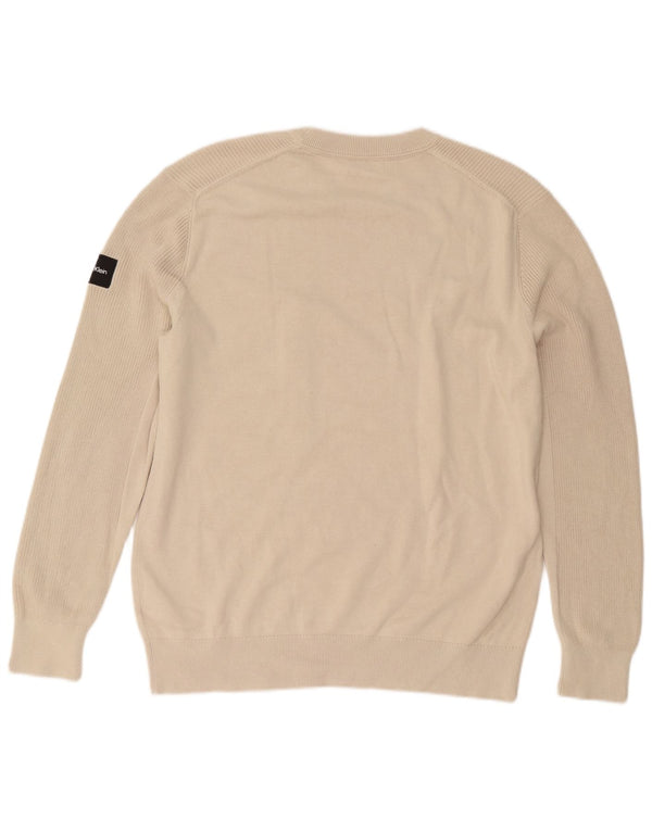 Calvin Klein Pull à col rond pour homme XL en coton beige