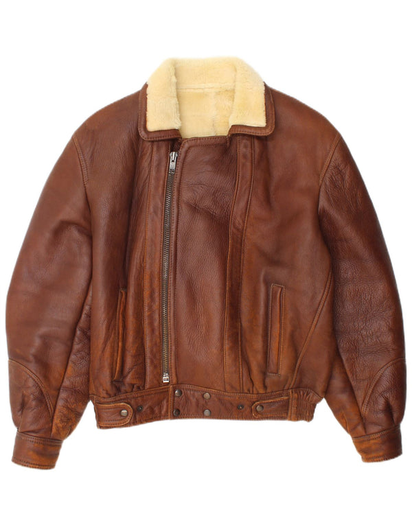 veste en peau de mouton vintage pour hommes IT 48 Brun moyen