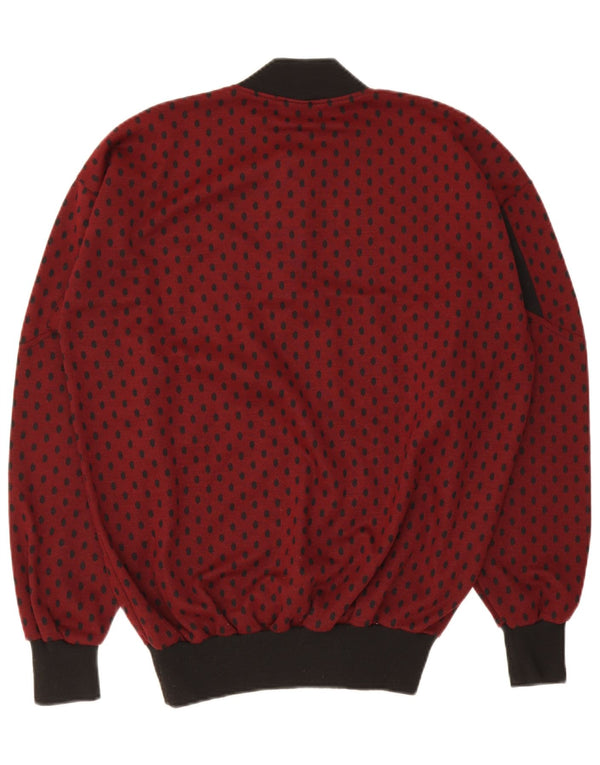 vintage Mens Crew Neck Jumper Pull UK 46 2XL Maroon Spotted