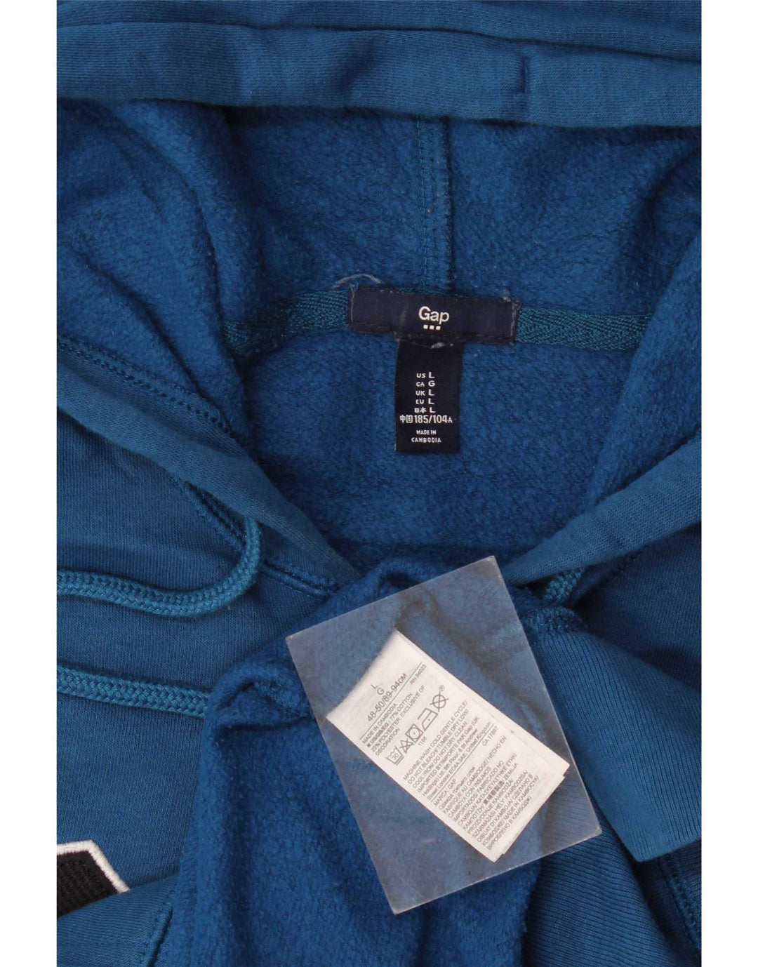 Gap Pull à capuche zippé graphique pour hommes, grand coton bleu