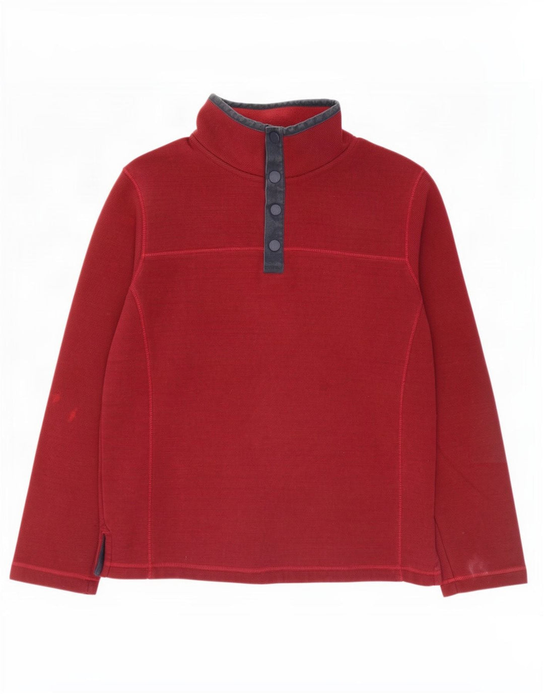 Fat Face Sweat-shirt à col boutonné pour homme à fines rayures bordeaux moyen