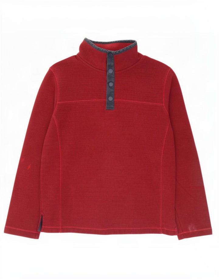 Fat Face Sweat-shirt à col boutonné pour homme à fines rayures bordeaux moyen