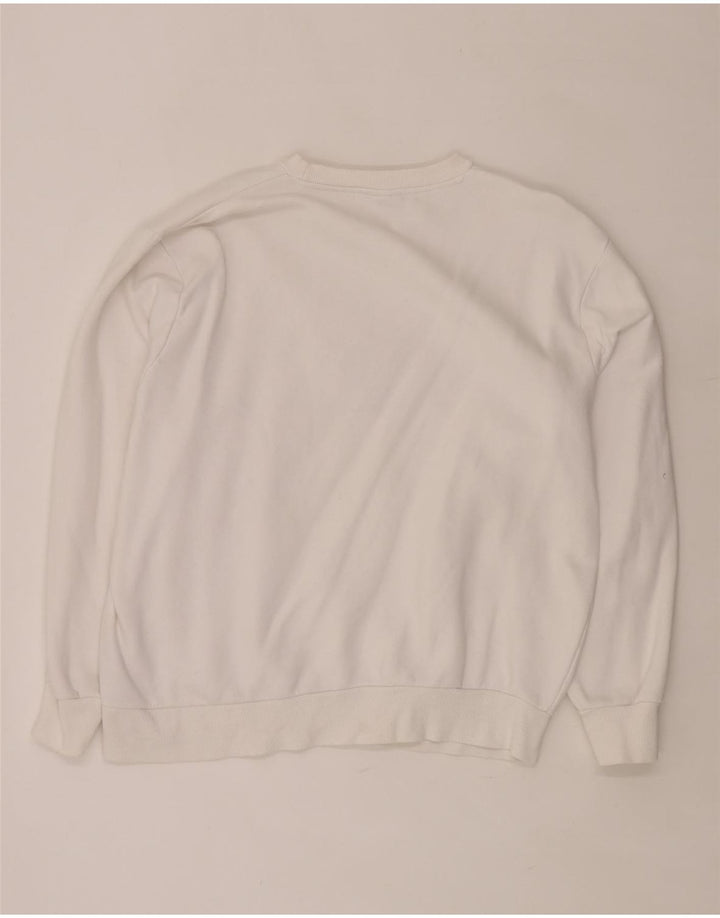 ELLESSE Sweat-shirt graphique surdimensionné pour femme UK 8 Petit coton blanc