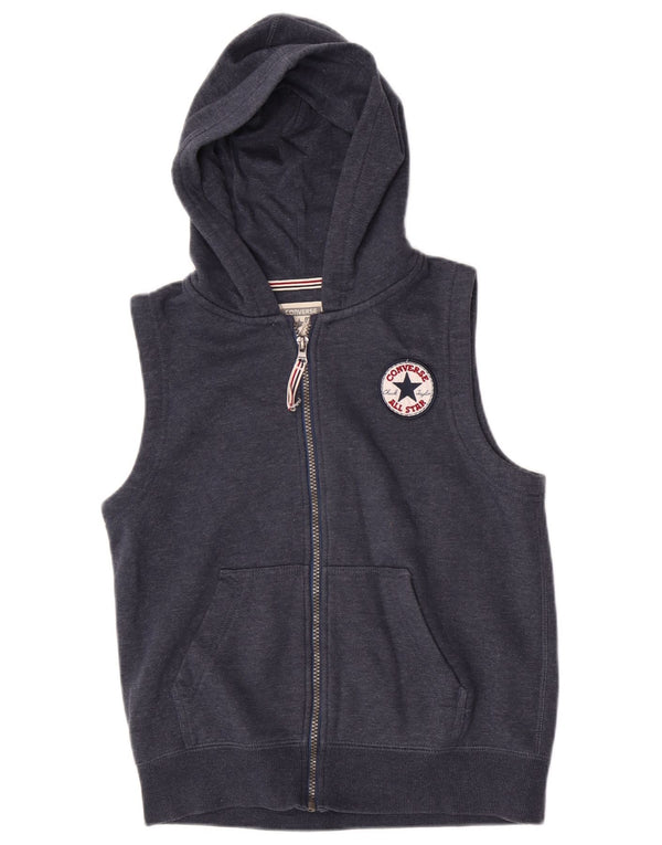 Converse Pull à capuche zippé sans manches pour garçon 10-11 ans Bleu marine moucheté