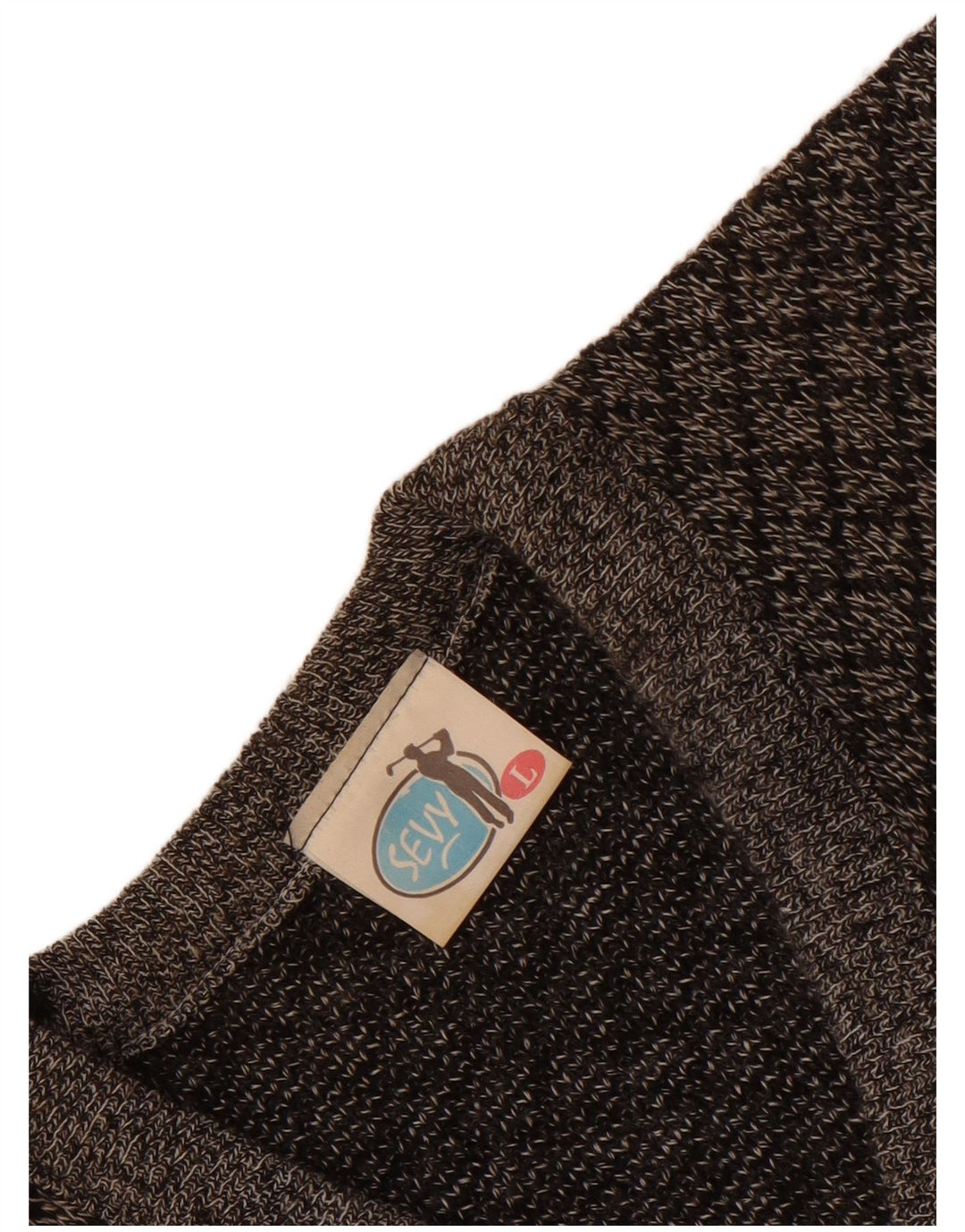 vintage Mens V-Col Jumper Pull Grand Gris Géométrique Acrylique