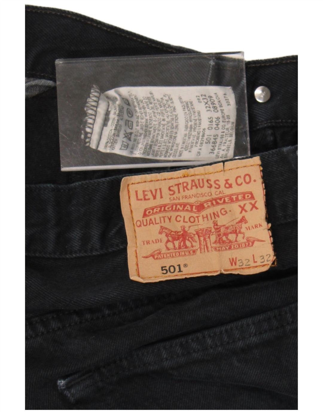 LEVI'S Jean Droit 501 Homme W32 L32 Bleu Marine Coton