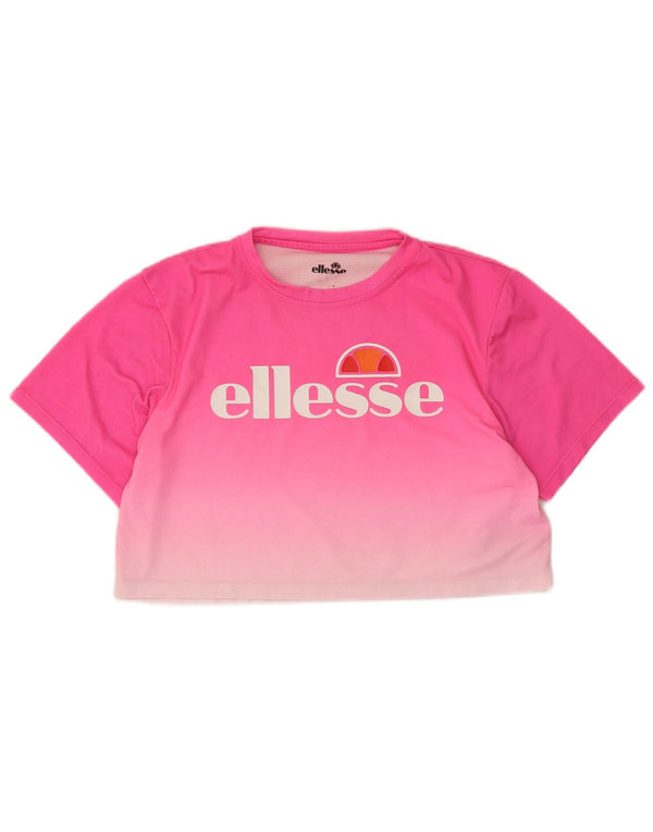 Ellesse T-shirt court graphique pour femme UK 14 Rose moyen Colourblock