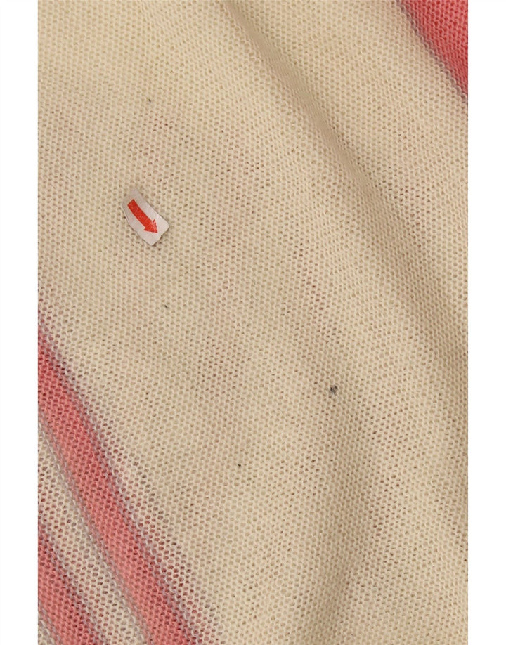VINTAGE Pull col bateau femme UK 14 Rose moyen Colourblock