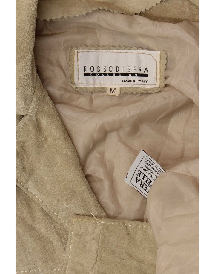 Rossodisera Veste en daim surdimensionnée pour femme UK 14 Cuir beige moyen
