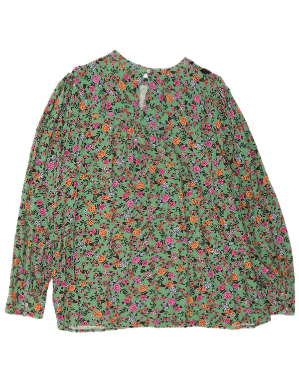 Monsoon Chemisier à manches longues pour femme UK 46 Large Vert Floral Viscose