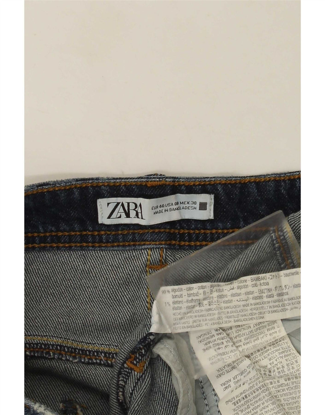 Zara Jean slim vieilli pour femme EU 40 Medium W30 L28 Bleu Coton