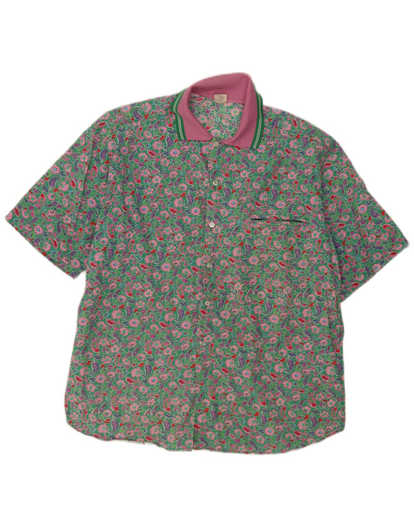 vintage Chemise à manches courtes pour hommes Grand Paisley vert