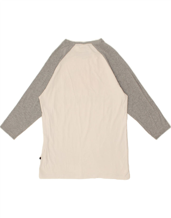 ELLESSE Womens Graphic Top 3/4 Sleeve UK 10 Small White Colourblock Vintage Ellesse and Second-Hand Ellesse from Messina Hembry 